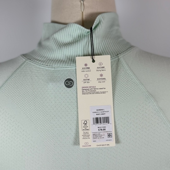 New with tags Calia women’s large seamless LS quarter zip in Mint Candy - Picture 4 of 9
